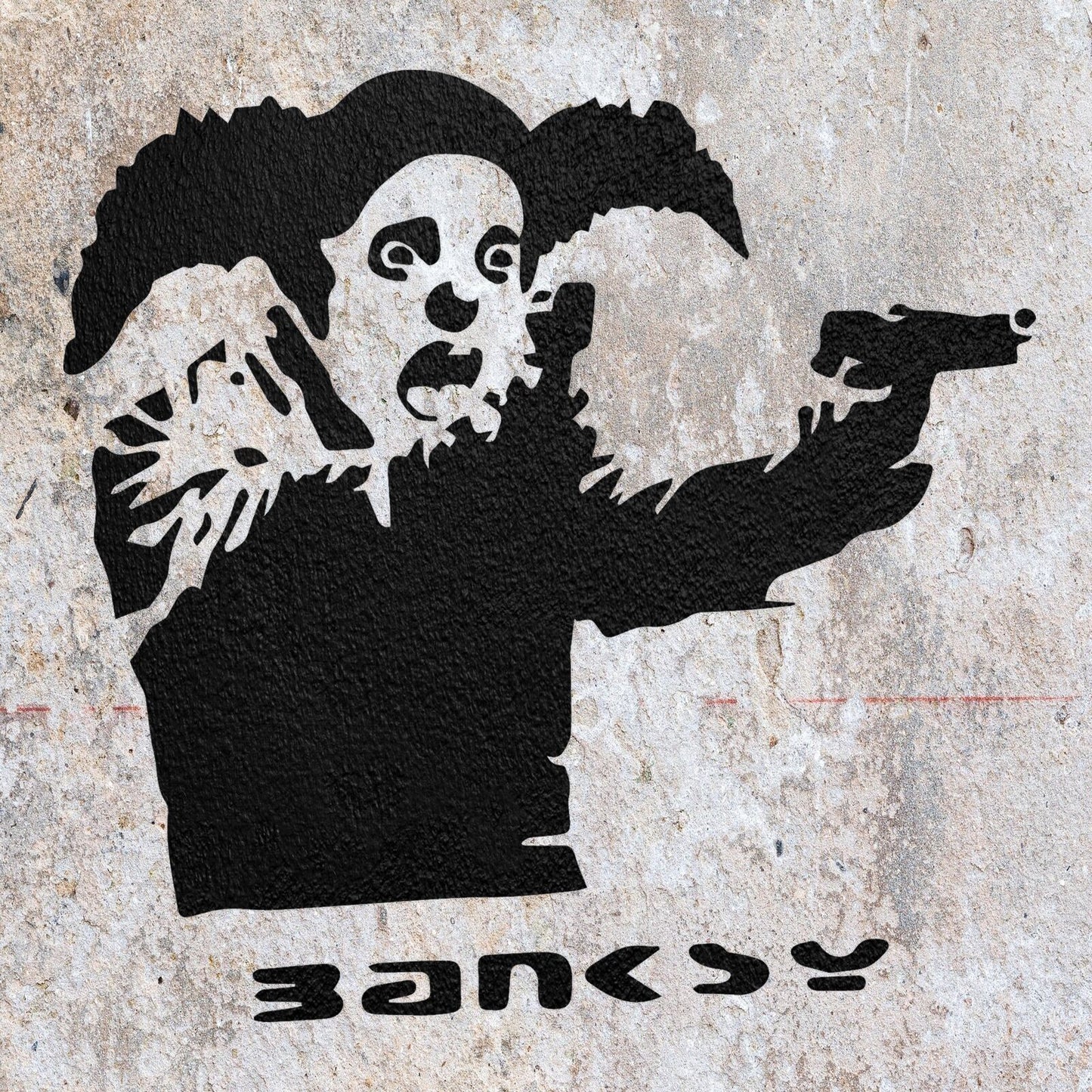 STENCIL BANKSY CLOWN GUN  PAINTING WALL ART  MYLAR CRAFTS  AIRBRUSH