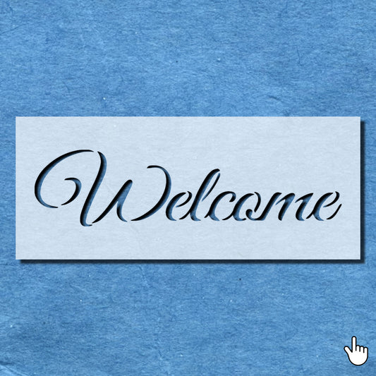 STENCIL WELCOME SIGN GREETING HOME MYLAR  PAINTING WALL ART CRAFTS   AIRBRUSH