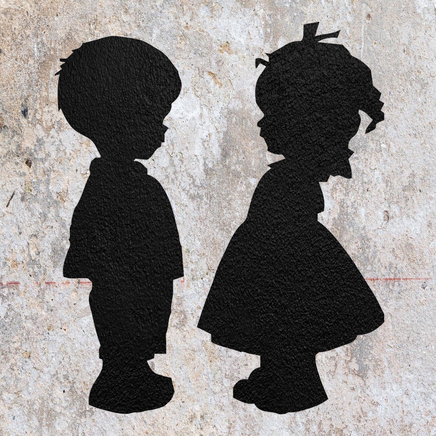 STENCIL CUTE KIDS STARING MYLAR  PAINTING WALL ART  CRAFTS  AIRBRUSH