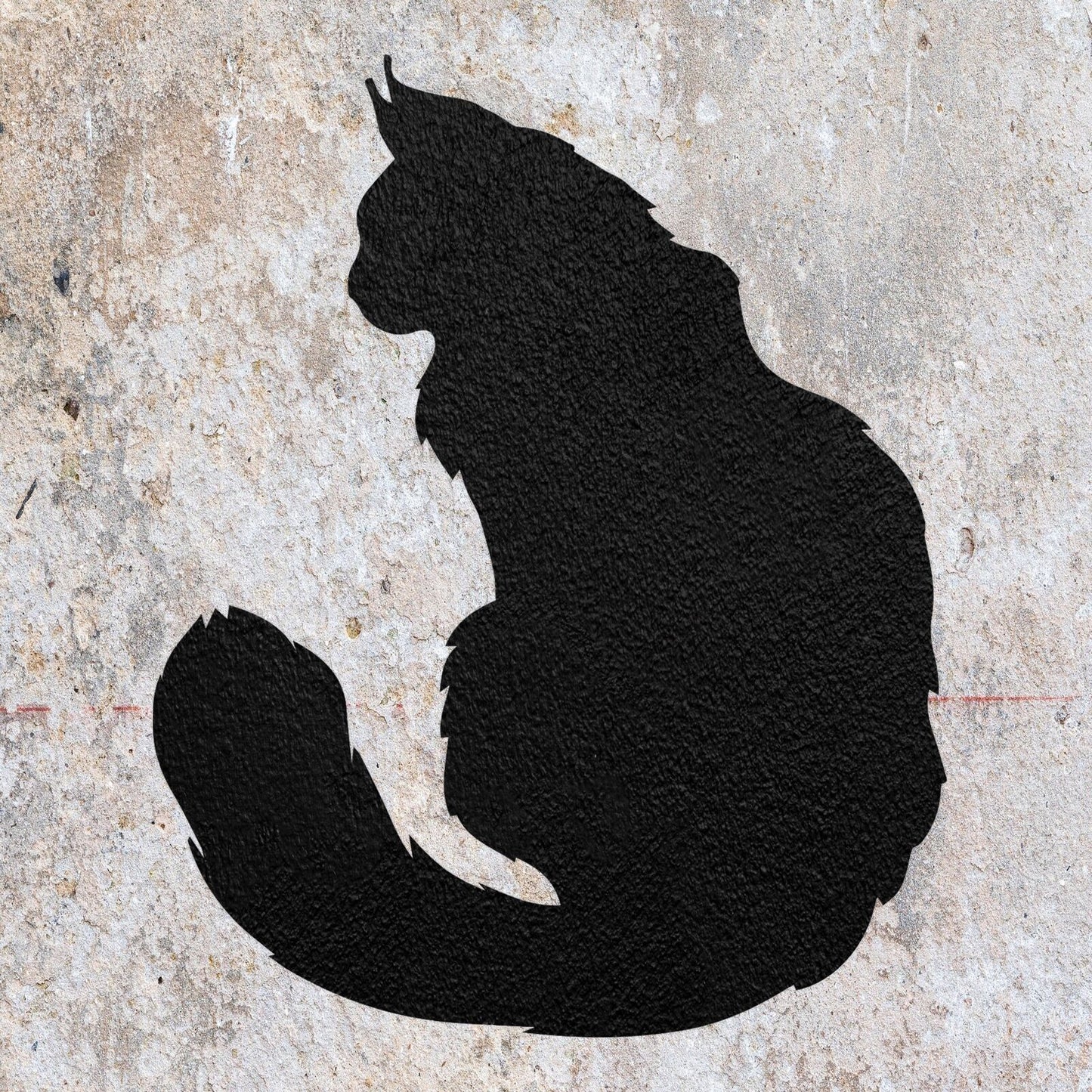 STENCIL CAT FURRY SITTING FLUFFY ANIMAL MYLAR PAINTING WALL ART CRAFT  AIRBRUSH