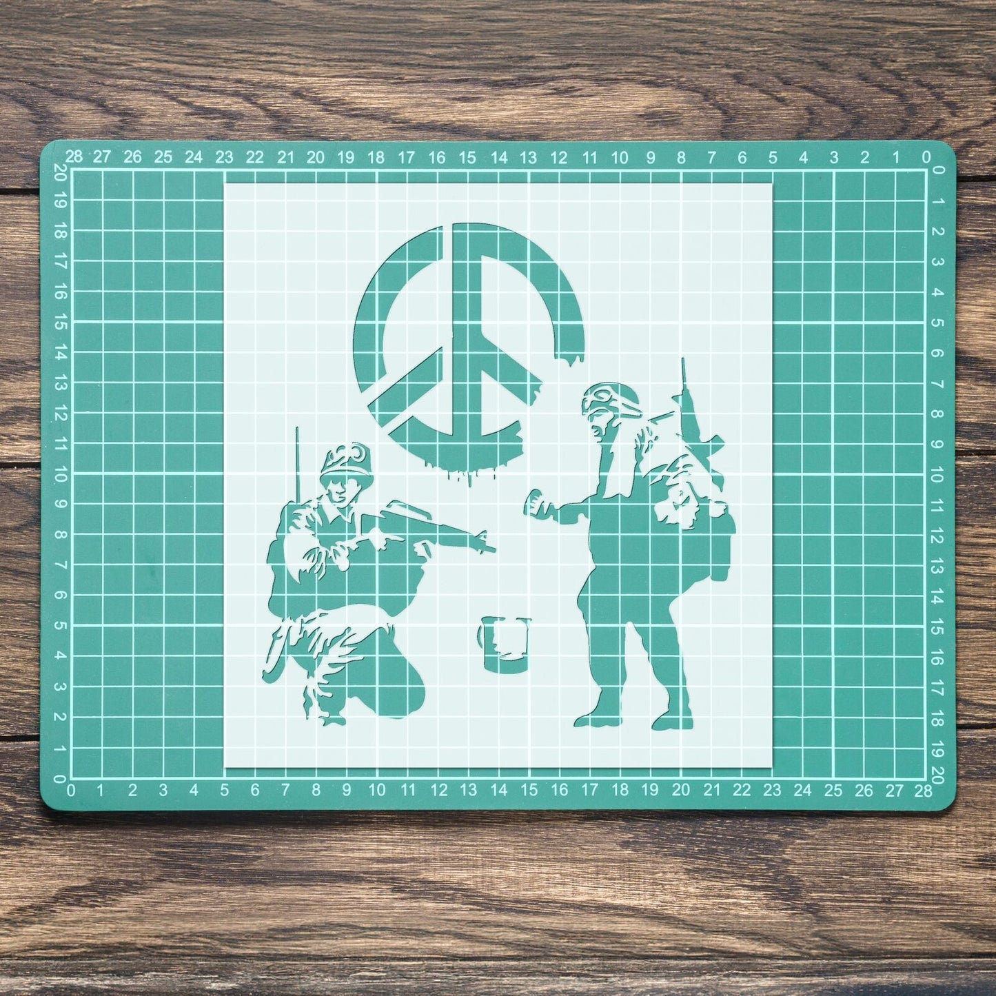 STENCIL BANKSY WAR AND PEACE  PAINTING WALL ART  MYLAR CRAFTS  AIRBRUSH