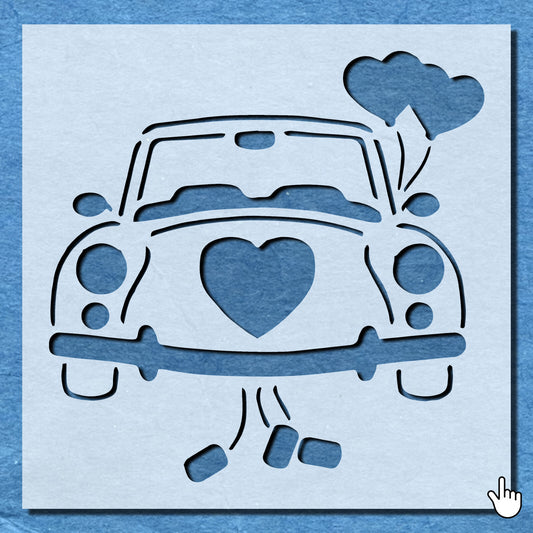 STENCIL WEDDING CAR VINTAGE SHABBY CHIC MYLAR AIR BRUSH WALL ART CRAFT AIRBRUSH