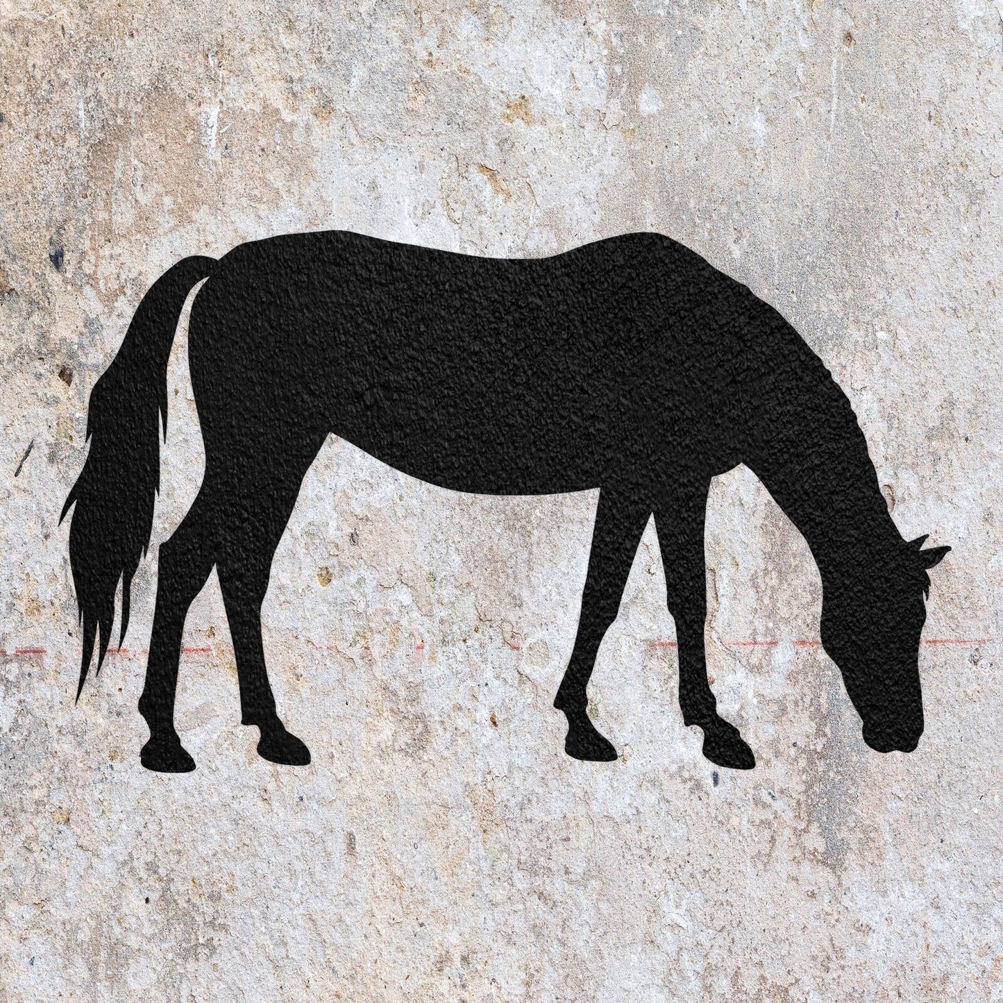 STENCIL HORSE EATING GRAZING MYLAR  PAINTING WALL ART  CRAFTS  AIRBRUSH