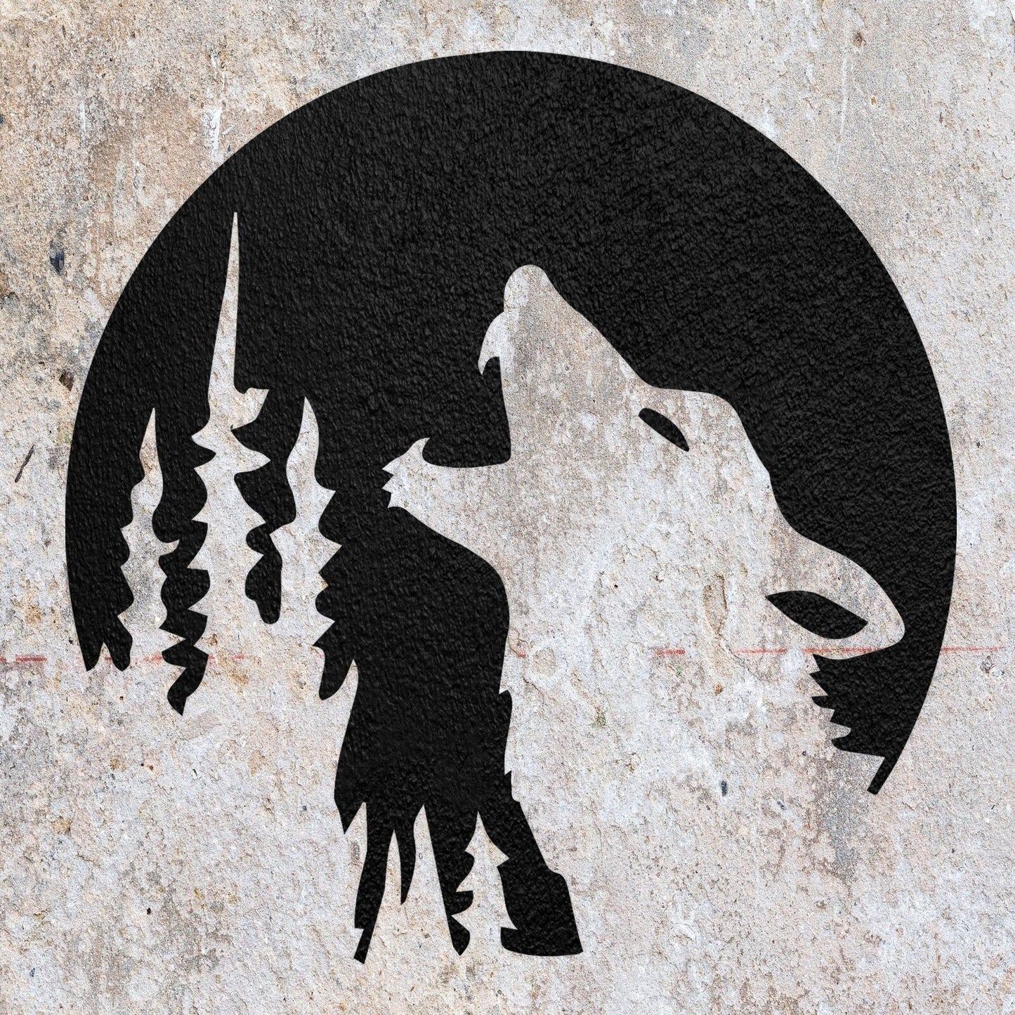 STENCIL WOLF FORREST MOON  PAINTING WALL ART  MYLAR CRAFTS  AIRBRUSH