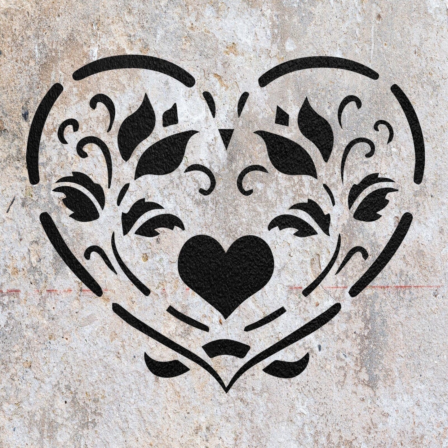 STENCIL FLORAL LOVE HEART VINTAGE SHABBY CHIC WALL ART FURNITURE CRAFT AIRBRUSH