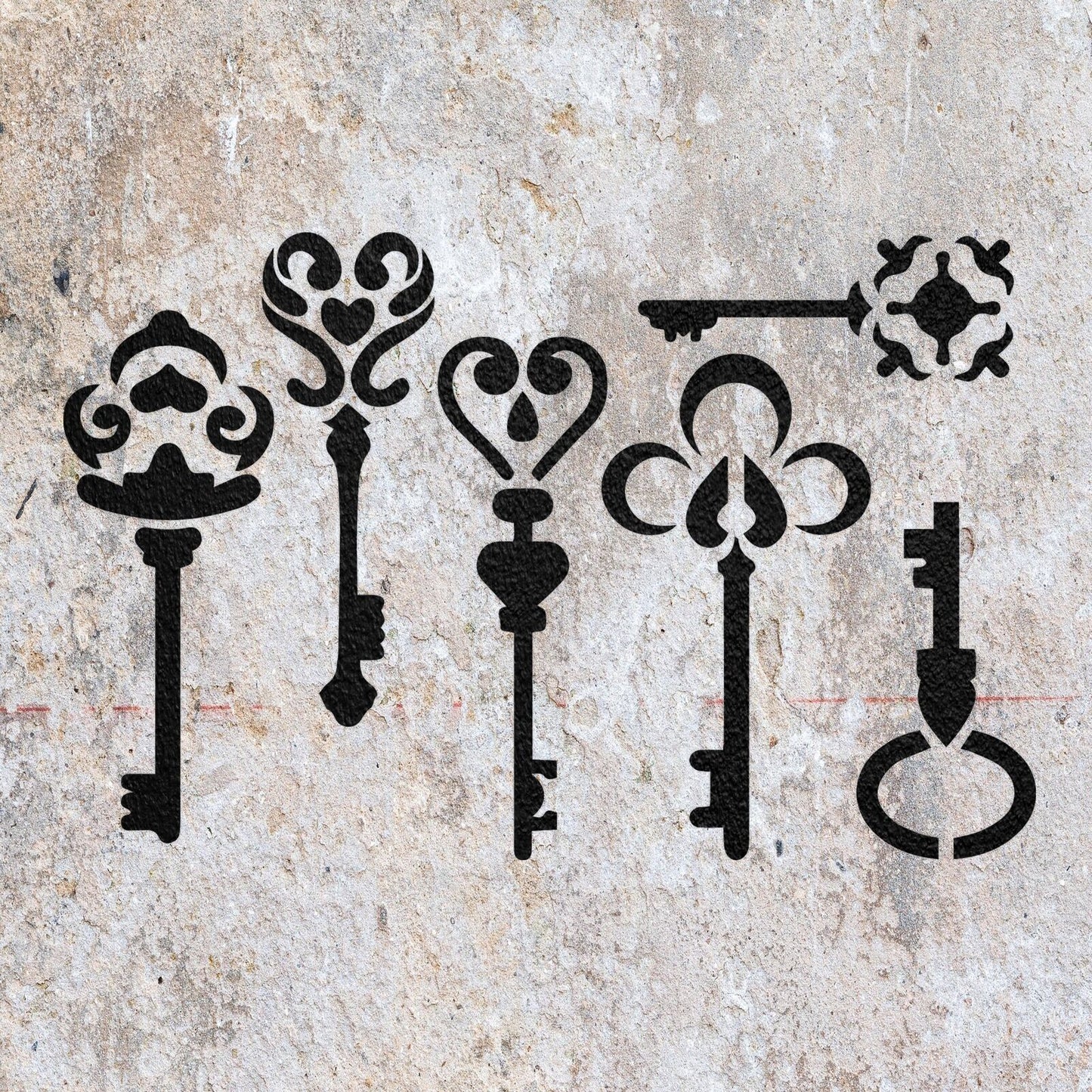 STENCIL RUSTIC KEYS VINTAGE KEY LOCK MYLAR PAINTING WALL ART CRAFTS 2 AIRBRUSH