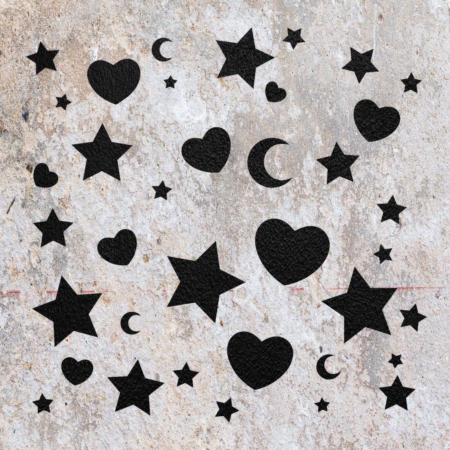 STENCIL HEART STAR MOON LOVE MYLAR  PAINTING WALL ART CRAFTS   AIRBRUSH