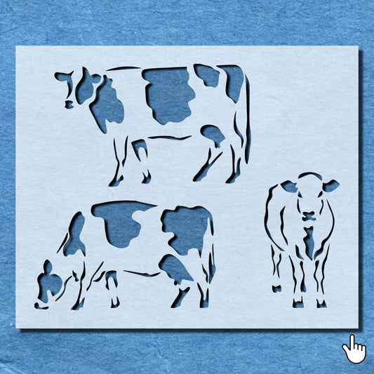 STENCIL COW GROUP FARM SKY MYLAR  PAINTING WALL ART  CRAFTS  AIRBRUSH