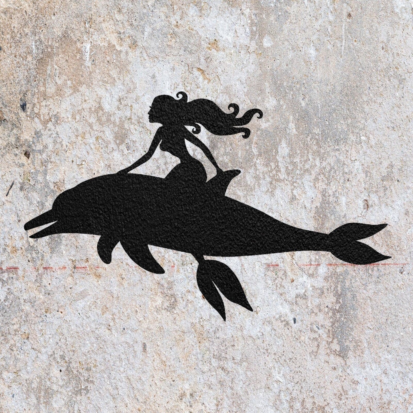 STENCIL MERMAID RIDING DOLPHIN MYLAR  PAINTING WALL ART  CRAFTS  AIRBRUSH