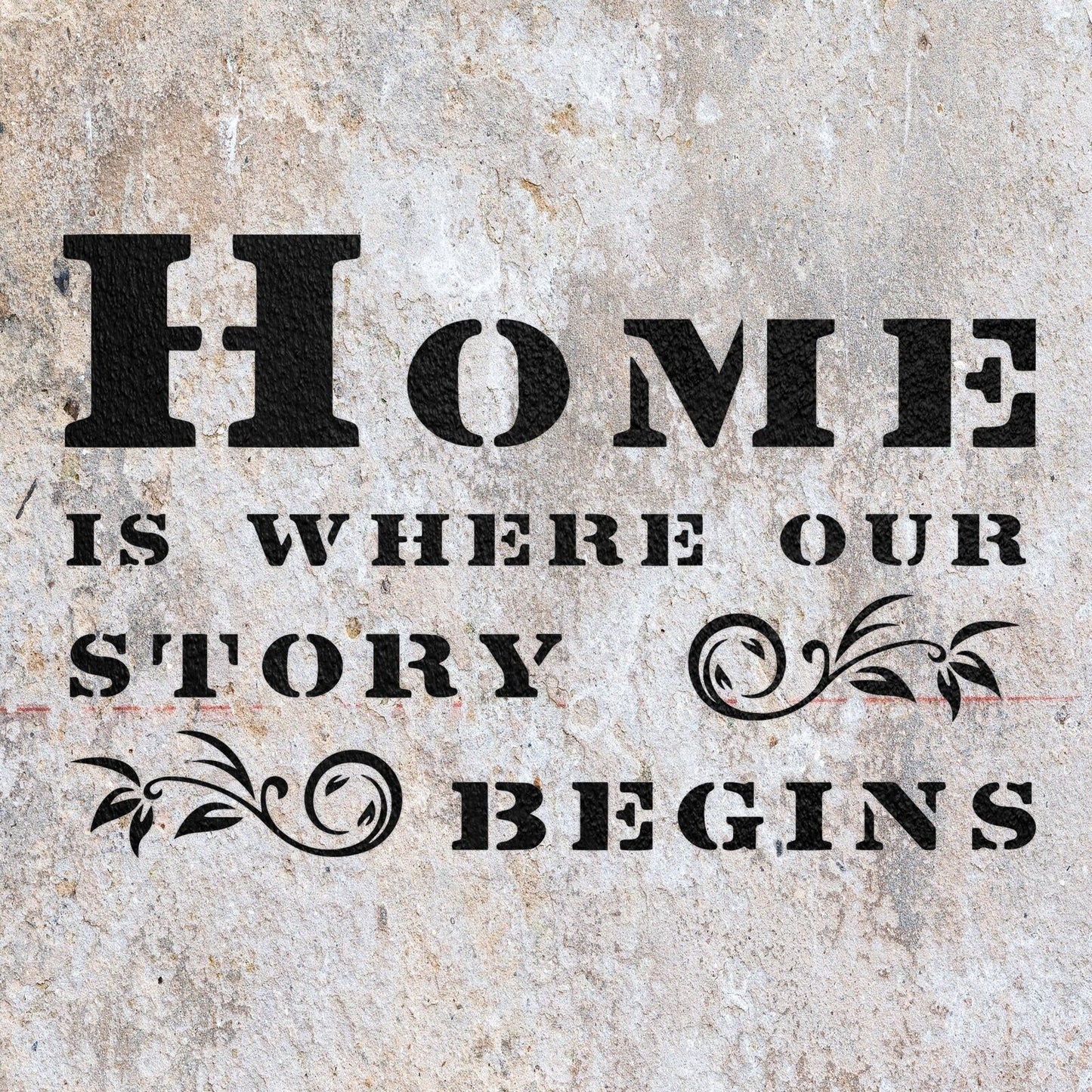 STENCIL HOME WHERE OUR STORY BEGINS VINTAGE MYLAR PAINTING CRAFTS AIRBRUSH