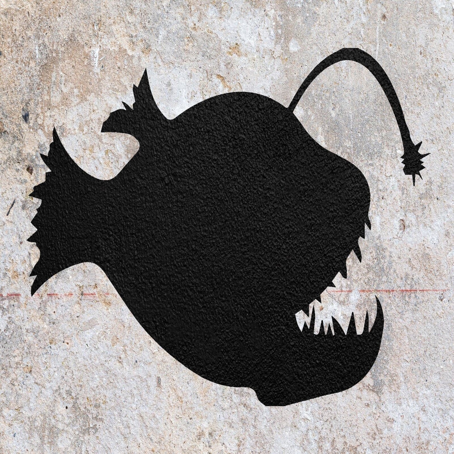 STENCIL ANGLER FISH MYLAR  PAINTING WALL ART  CRAFTS  AIRBRUSH