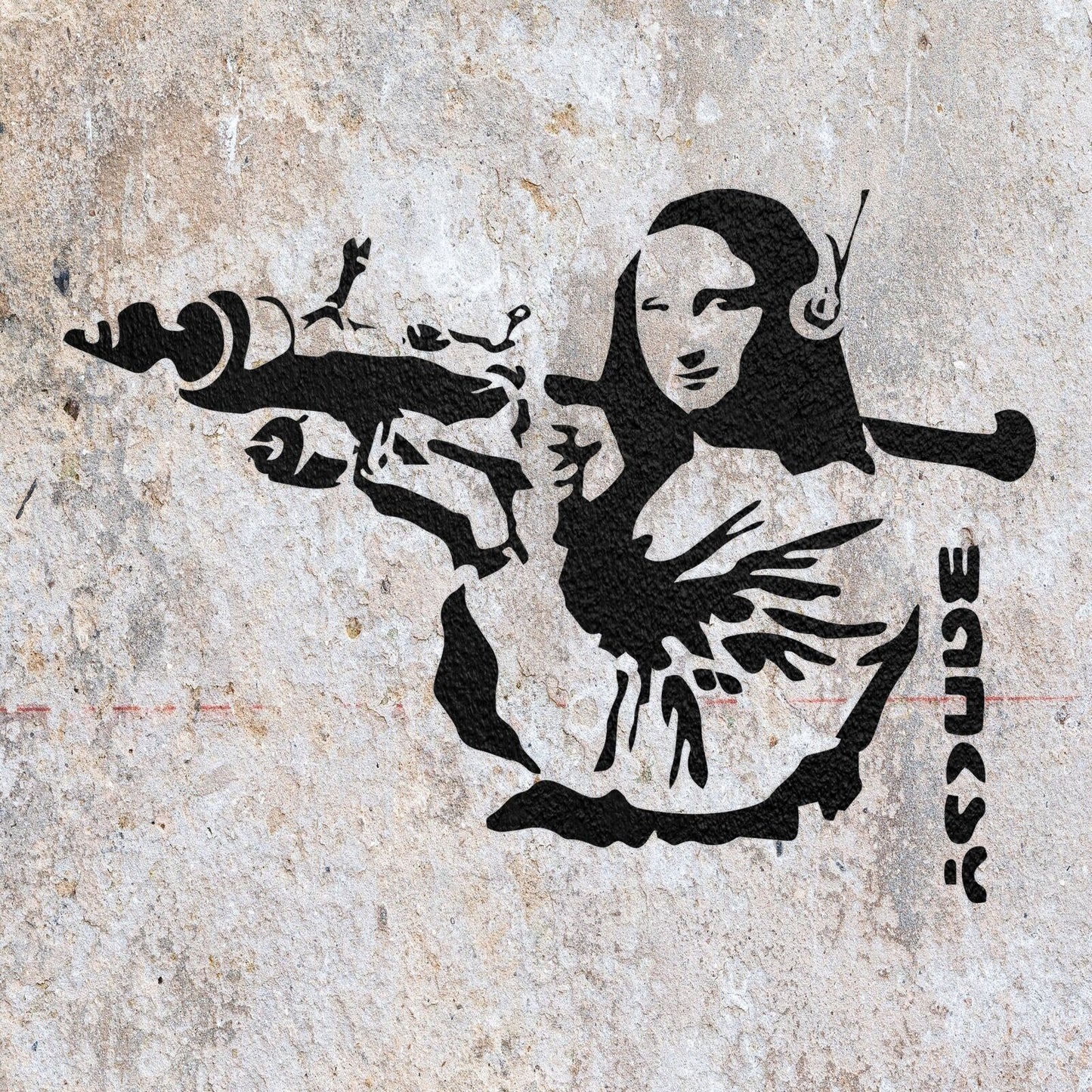 STENCIL BANKSY MONA LISA ROCKET LAUNCHER PAINTING WALL MYLAR CRAFTS AIRBRUSH