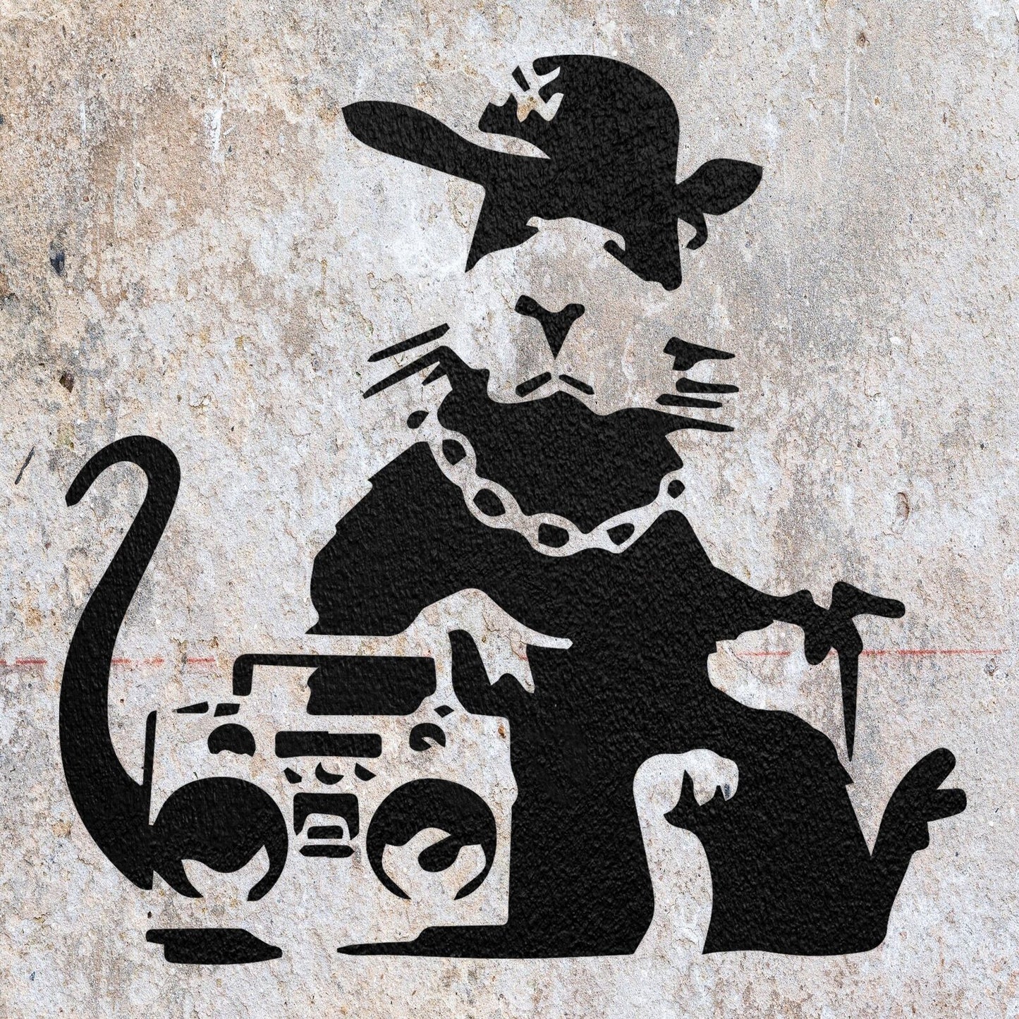 STENCIL BANKSY RAT MUSIC CHAIN MYLAR  PAINTING WALL ART CRAFTS   AIRBRUSH