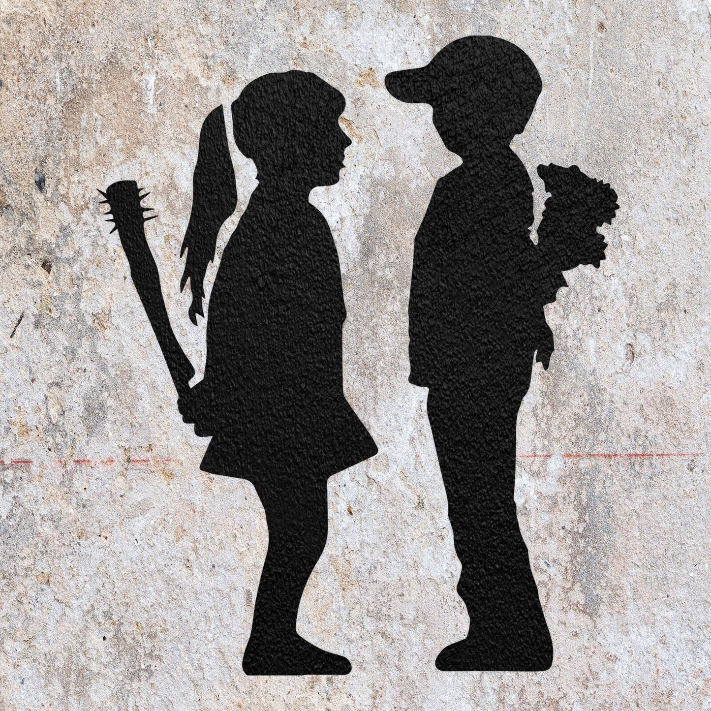 STENCIL BANKSY GIRL WITH BAT  PAINTING WALL ART  MYLAR CRAFTS  AIRBRUSH