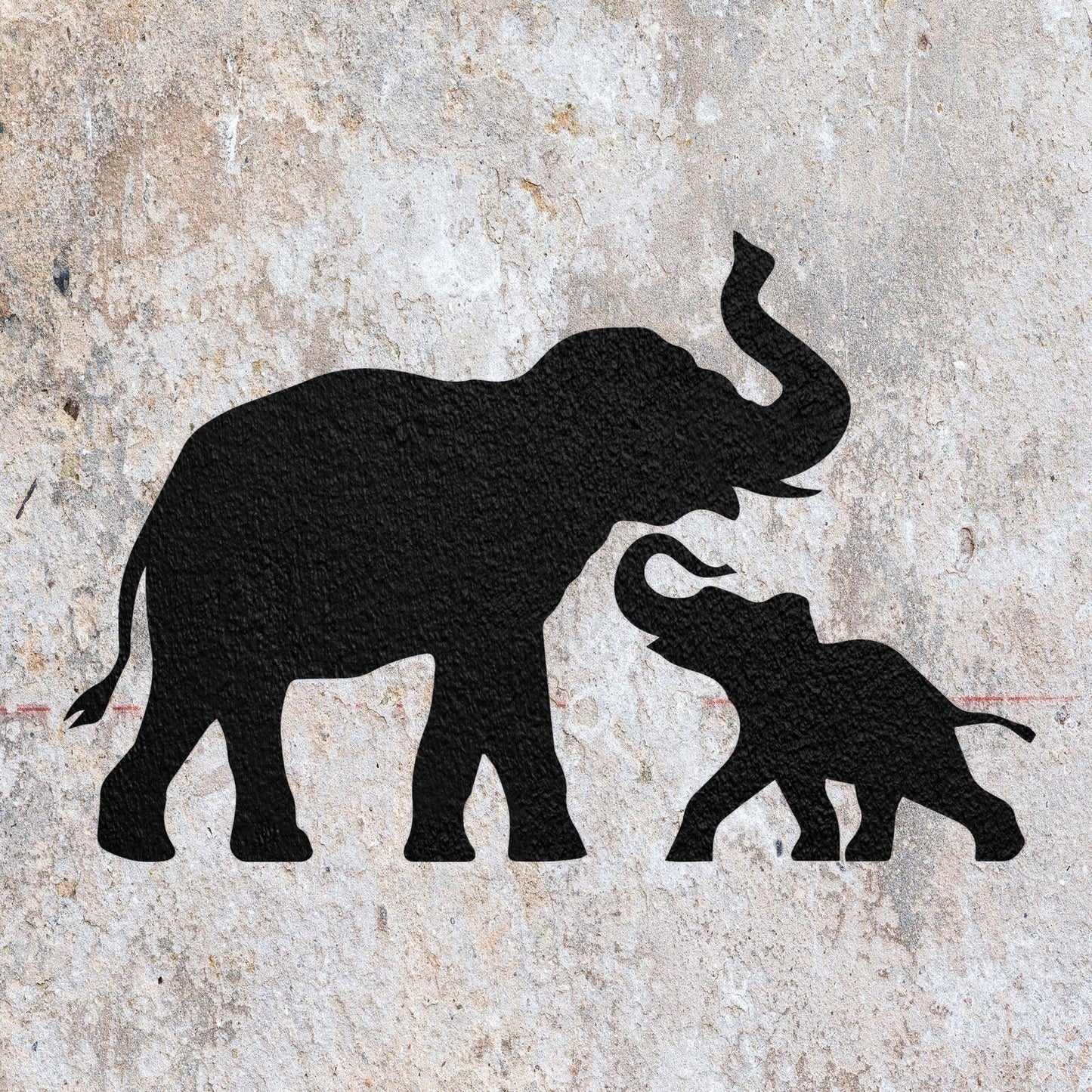 STENCIL ELEPHANTS MUM BABY MYLAR  PAINTING WALL ART  CRAFTS  AIRBRUSH