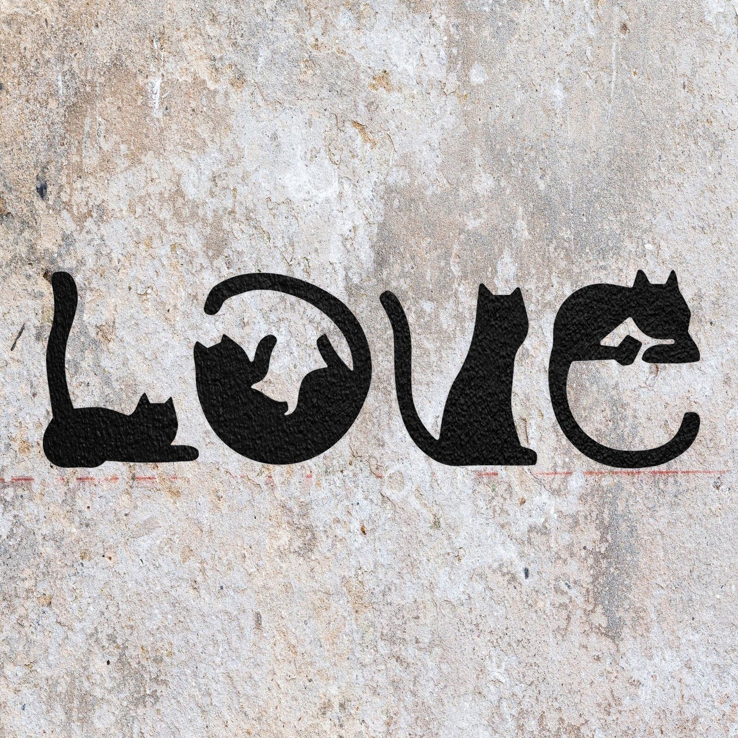 STENCIL CAT LOVE MYLAR  PAINTING WALL ART  CRAFTS  AIRBRUSH