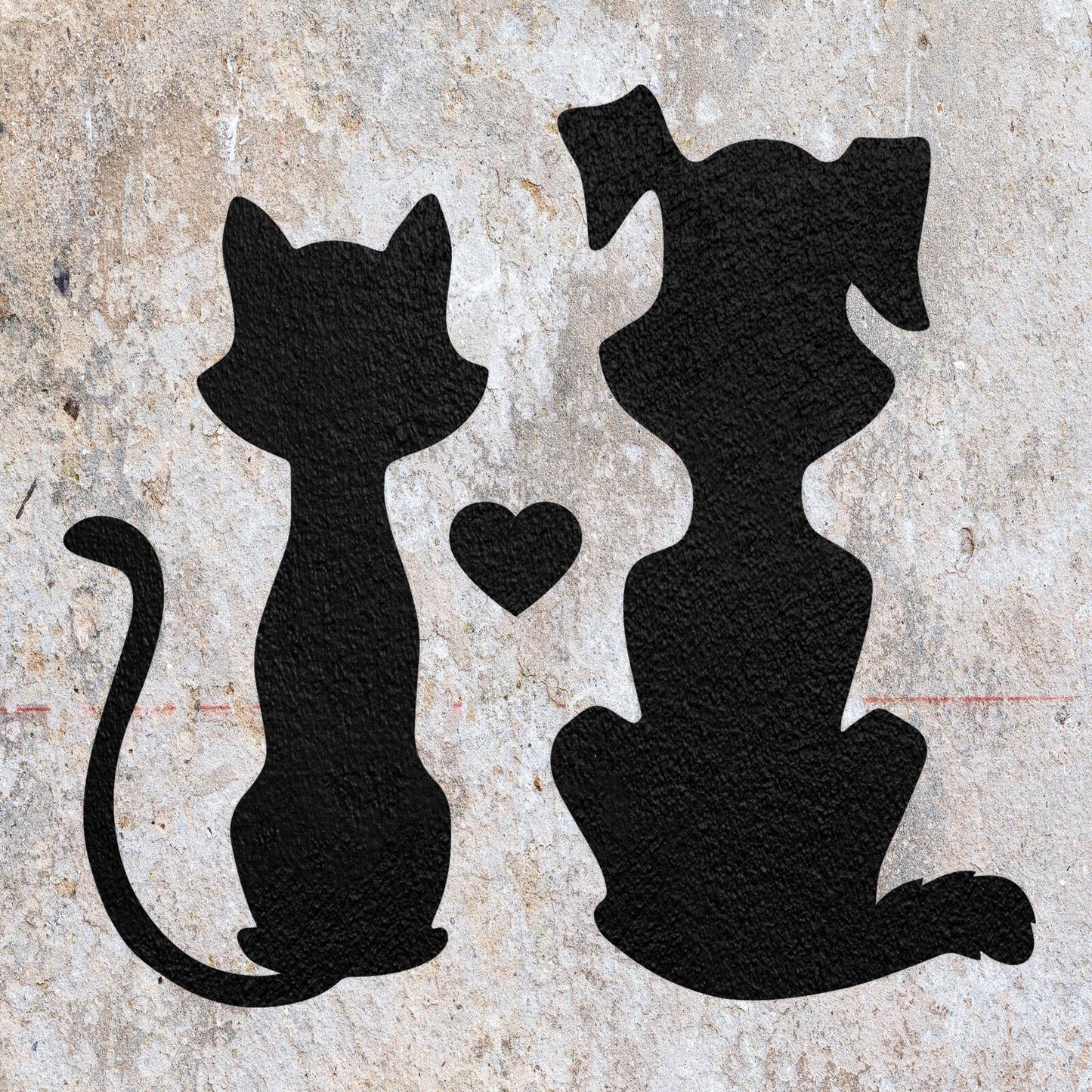 STENCIL DOG CAT ANIMAL LOVE HEART FRIEND MYLAR WALL ART CRAFT  AIRBRUSH