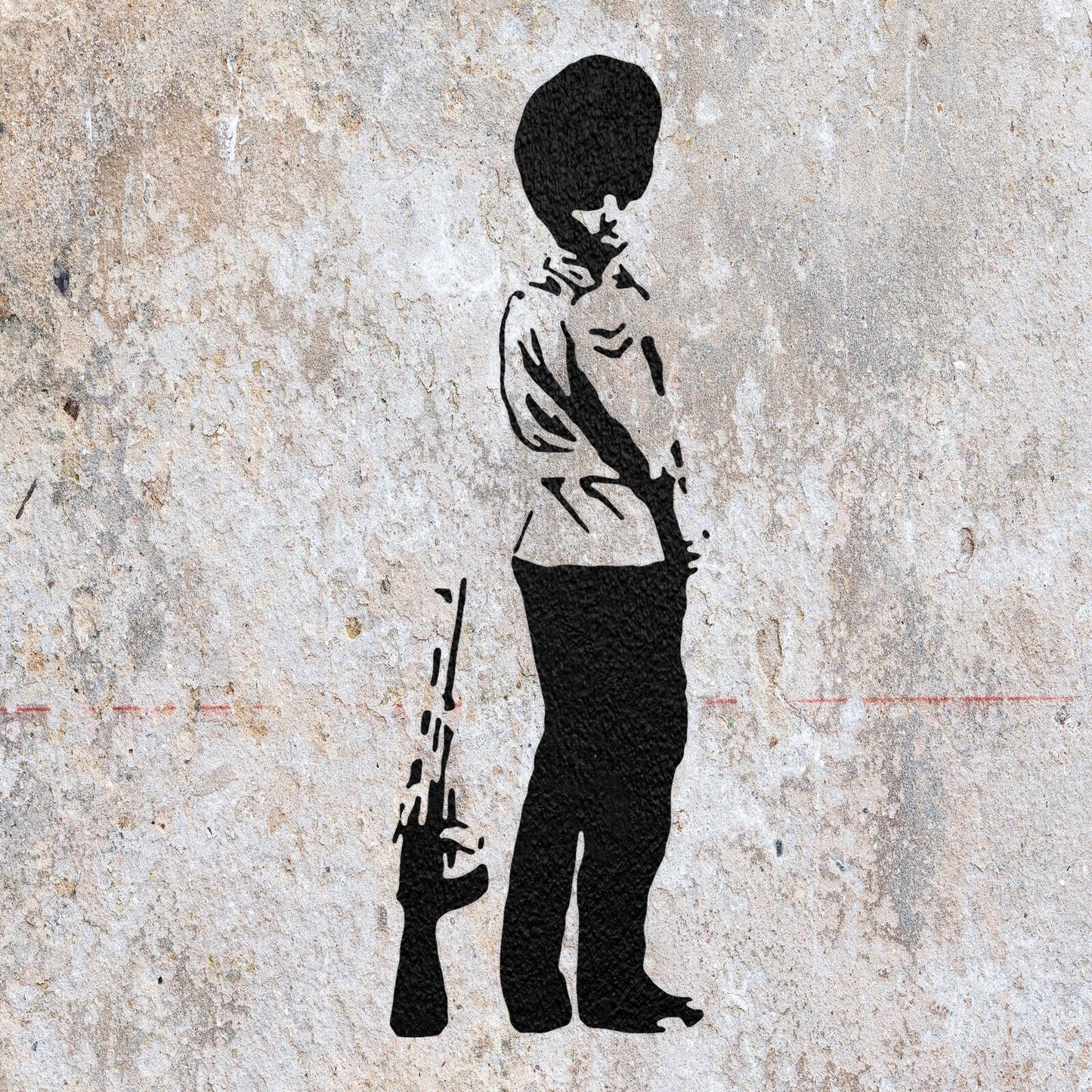 STENCIL BANKSY PISSING GUARD  PAINTING WALL ART  MYLAR CRAFTS  AIRBRUSH