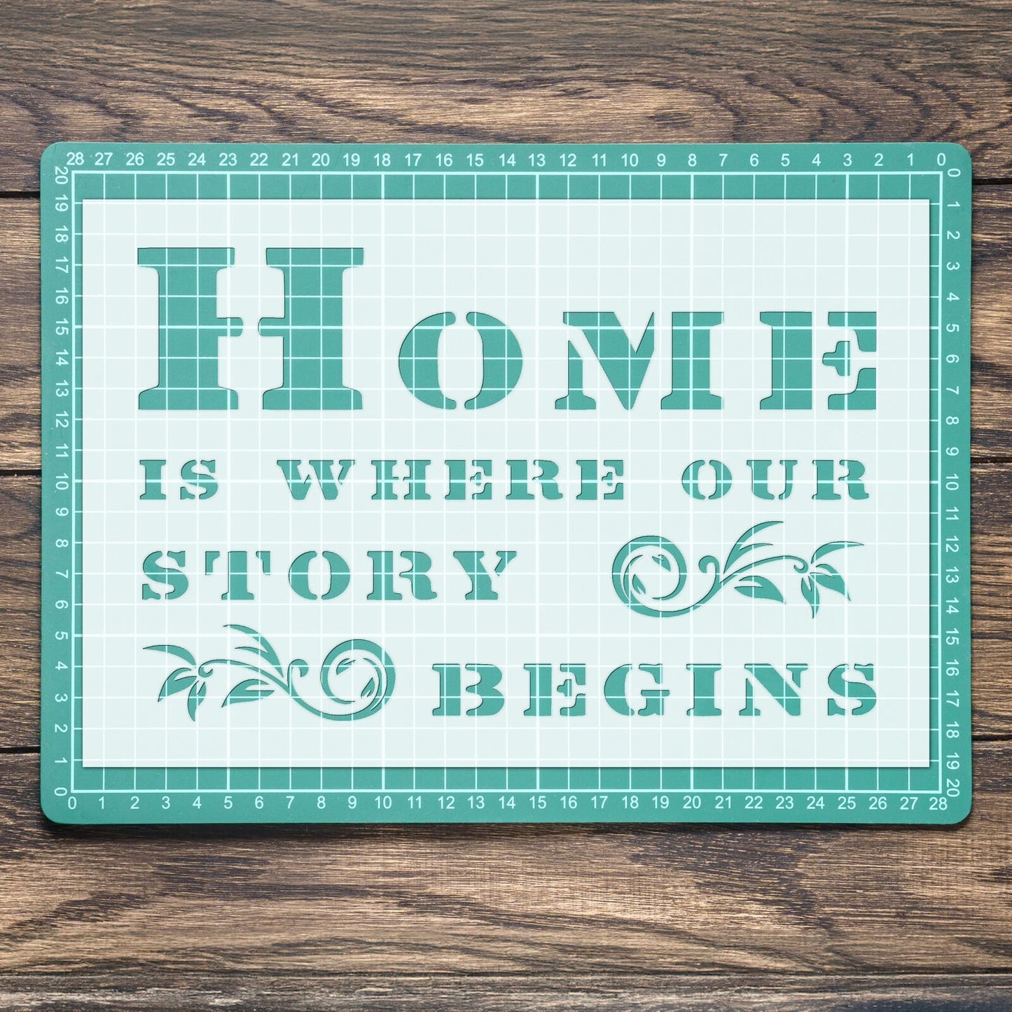 STENCIL HOME WHERE OUR STORY BEGINS VINTAGE MYLAR PAINTING CRAFTS AIRBRUSH