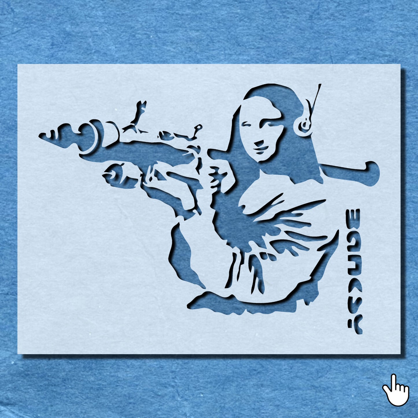 STENCIL BANKSY MONA LISA ROCKET LAUNCHER PAINTING WALL MYLAR CRAFTS AIRBRUSH