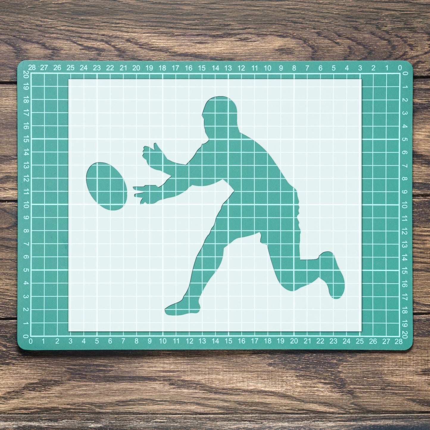 STENCIL RUGBY PLAYER PASSING SPORTS MYLAR  PAINTING WALL ART CRAFTS   AIRBRUSH