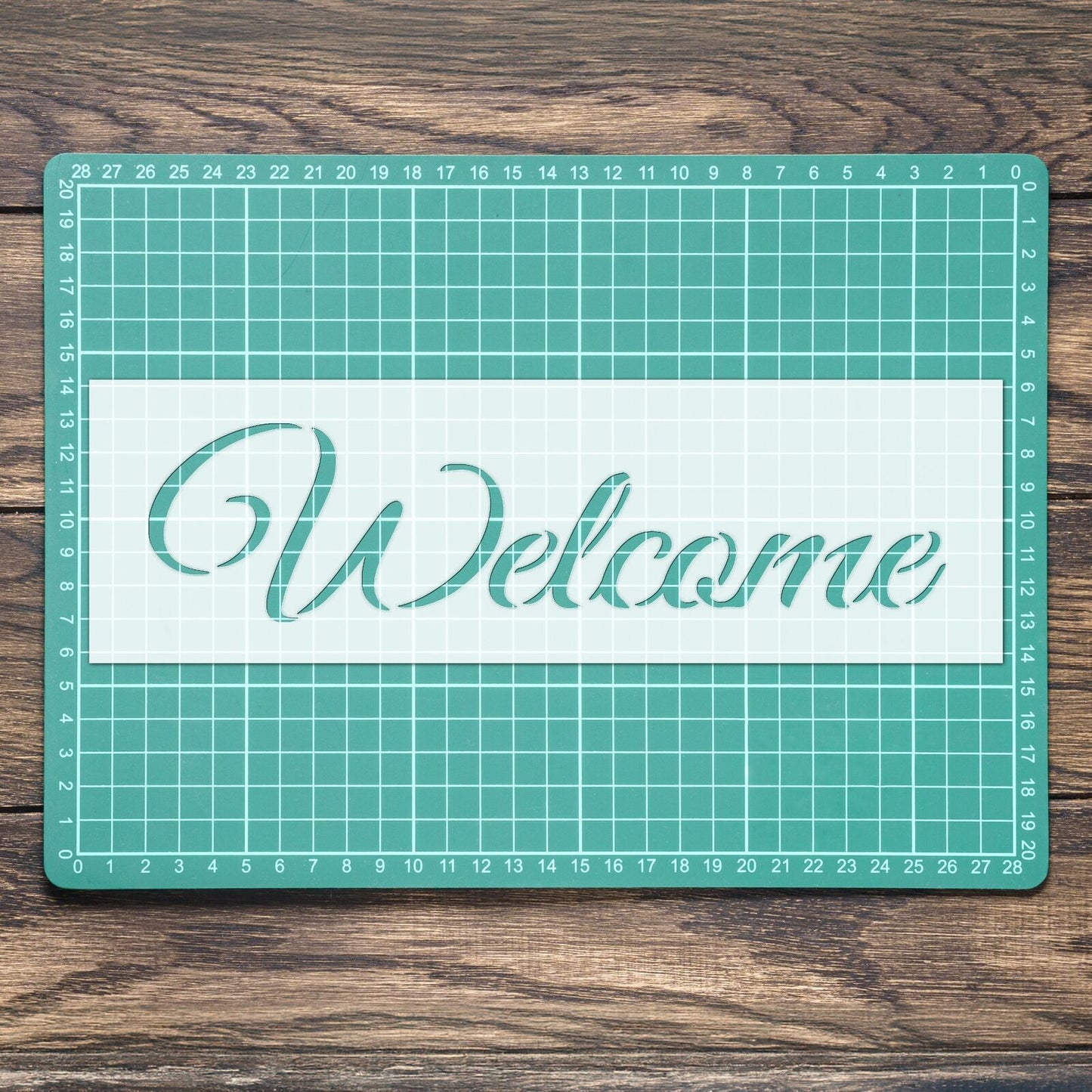 STENCIL WELCOME SIGN GREETING HOME MYLAR  PAINTING WALL ART CRAFTS   AIRBRUSH