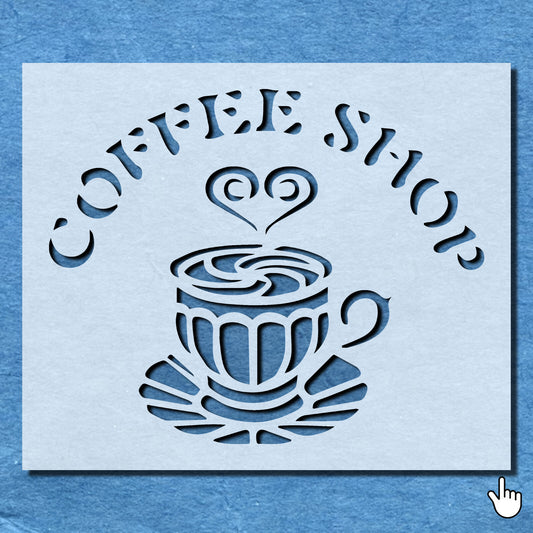 STENCIL COFFEE SHOP VINTAGE SHABBY CHIC MYLAR PAINTING WALL ART CRAFTS AIRBRUSH