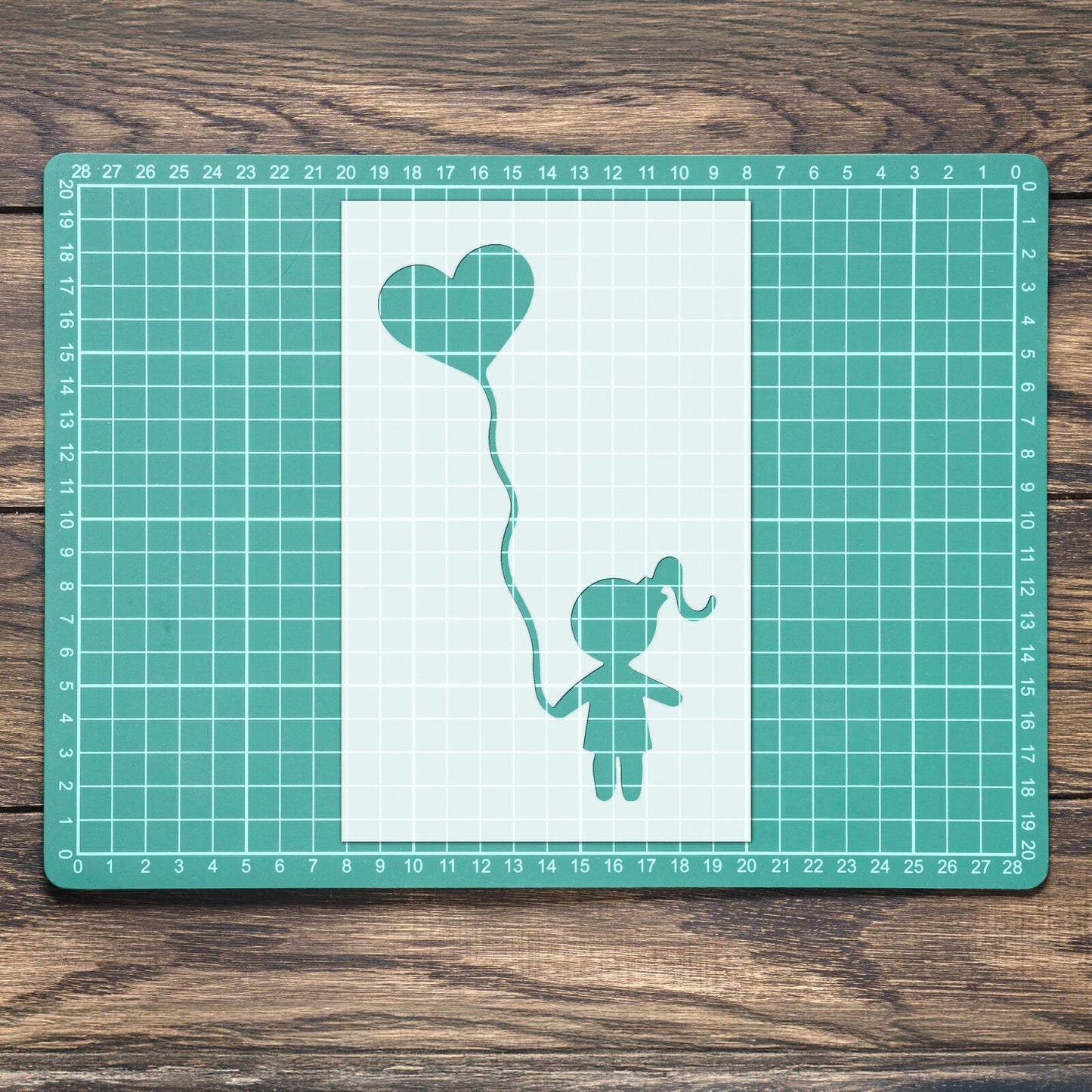 STENCIL LITTLE GIRL LOVE HEART BALLOON MYLAR PAINTING WALL ART CRAFT 5 AIRBRUSH