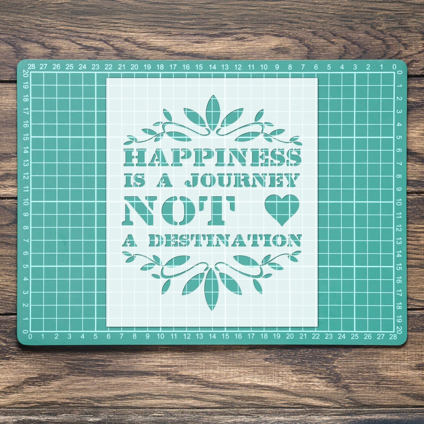 STENCIL HAPPINESS NOT DESTINATION VINTAGE SHABBY CHIC MYLAR ART CRAFT AIRBRUSH