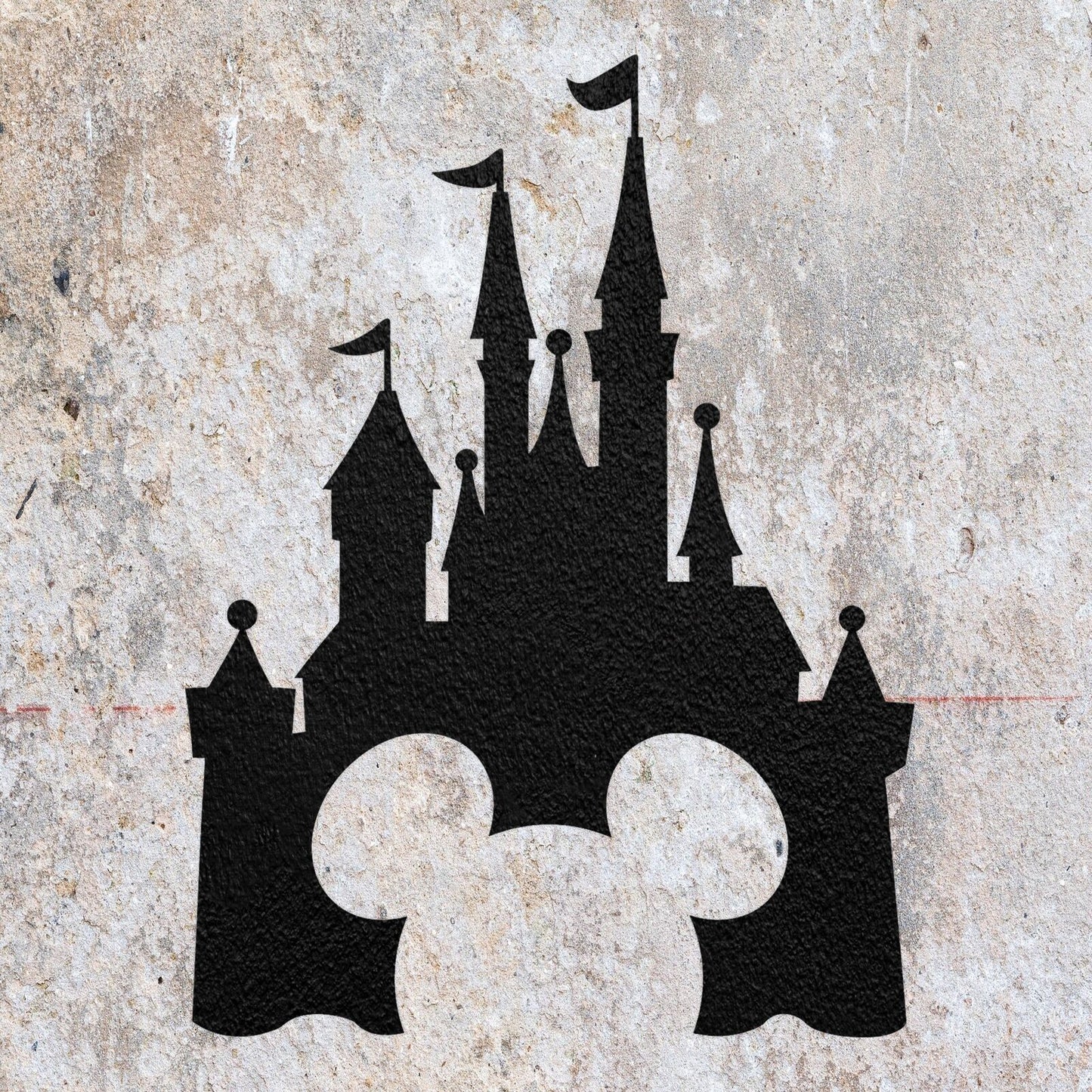 STENCIL MICKEY MOUSE CASTLE MYLAR  PAINTING WALL ART  CRAFTS  AIRBRUSH