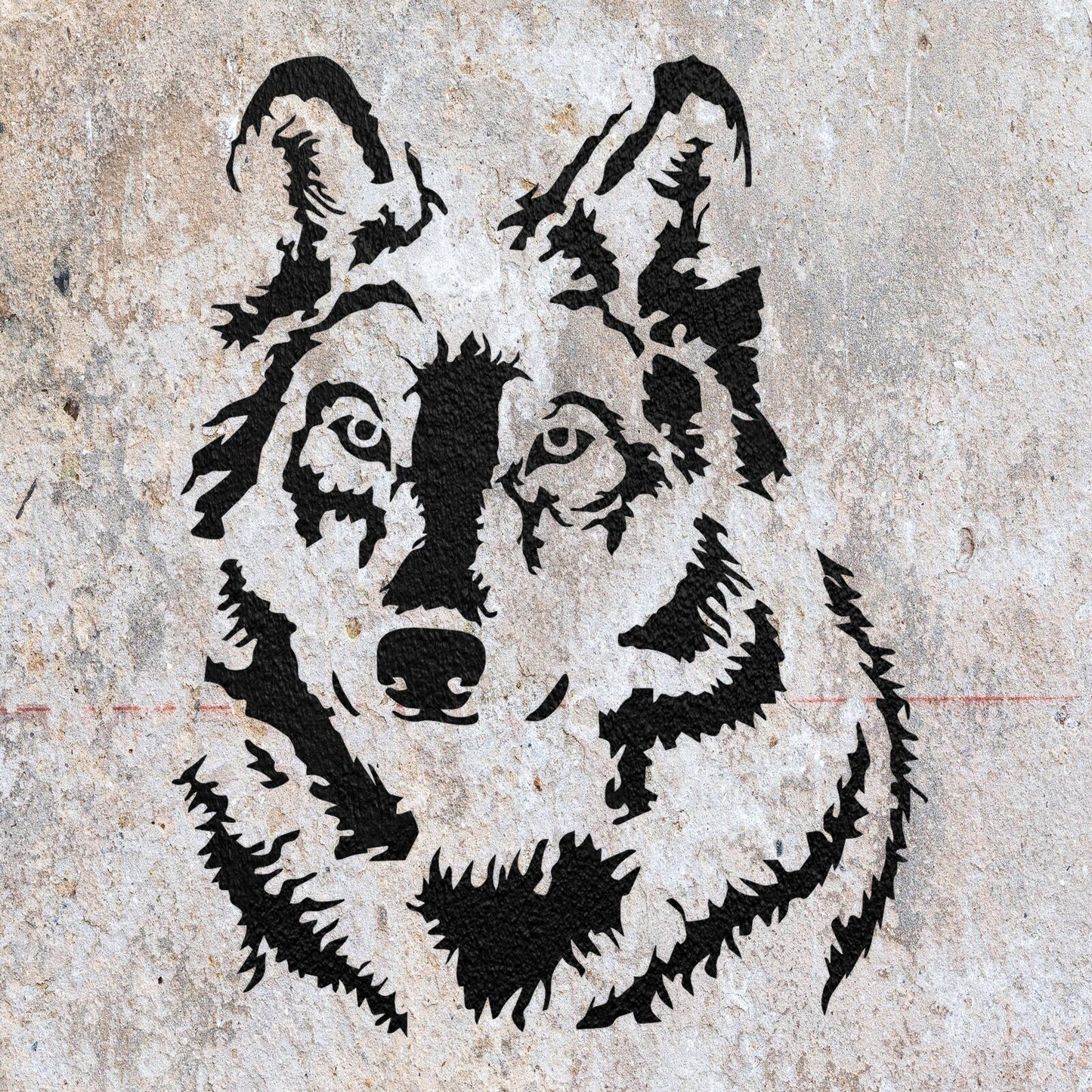 STENCIL WOLF FACE  PAINTING WALL ART  MYLAR CRAFTS  AIRBRUSH