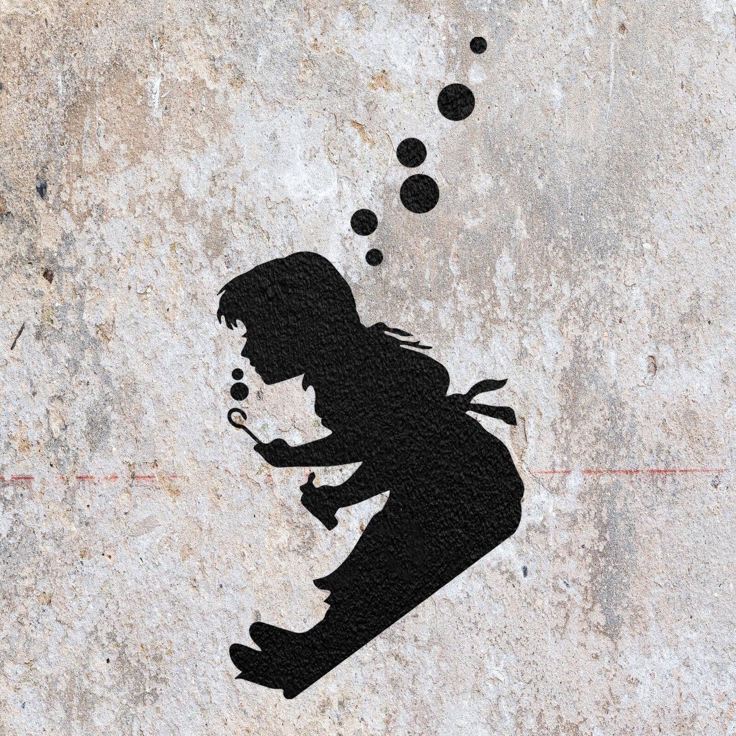 STENCIL BANKSY GIRL SLIDING BUBBLES  PAINTING WALL ART  MYLAR CRAFTS  AIRBRUSH