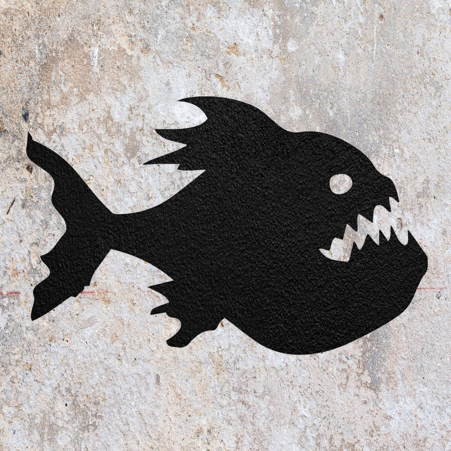 STENCIL PIRANHA FISH MYLAR  PAINTING WALL ART  CRAFTS  AIRBRUSH