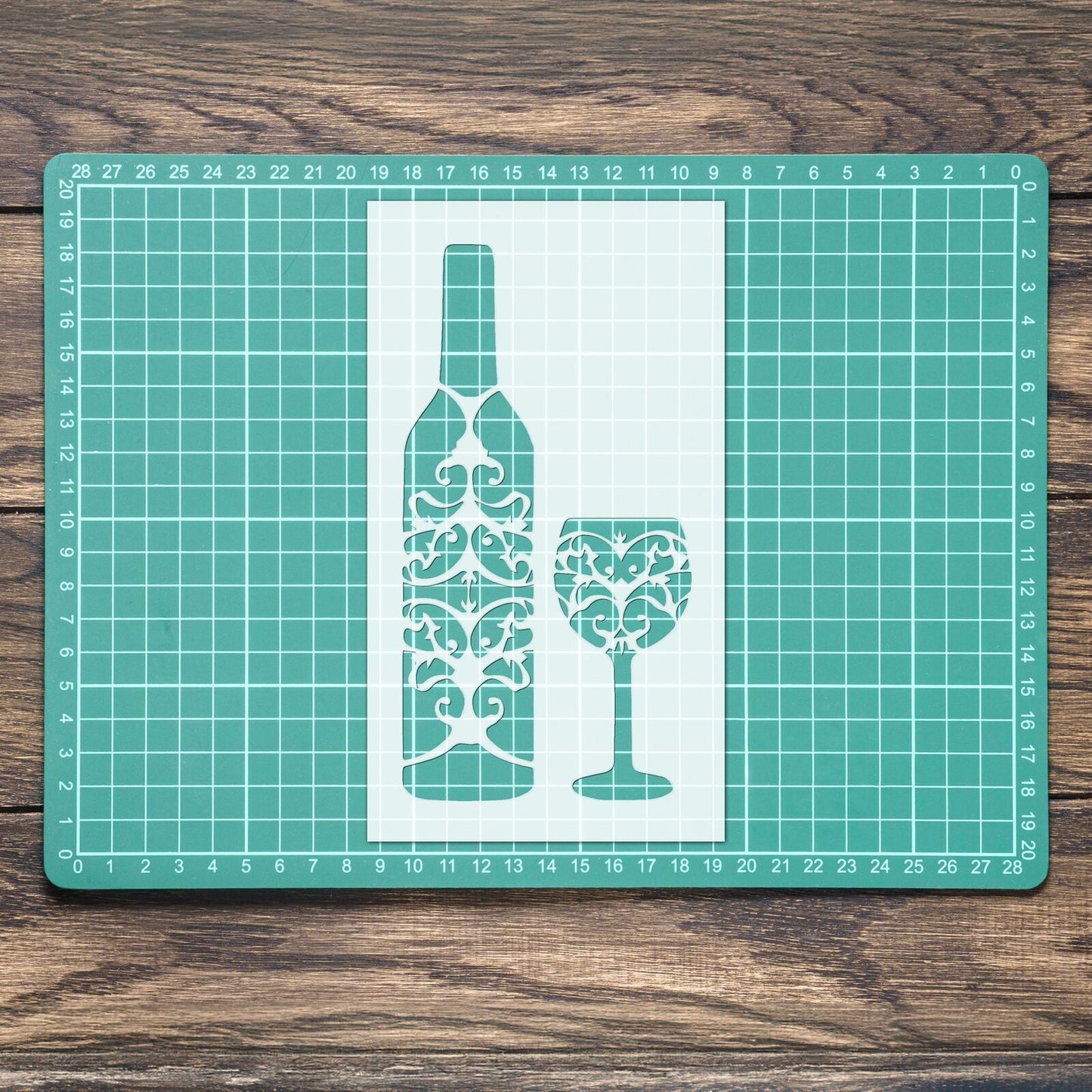 STENCIL VINTAGE RUSTIC WINE BOTTLE GLASS MYLAR WALL ART CRAFT  AIRBRUSH