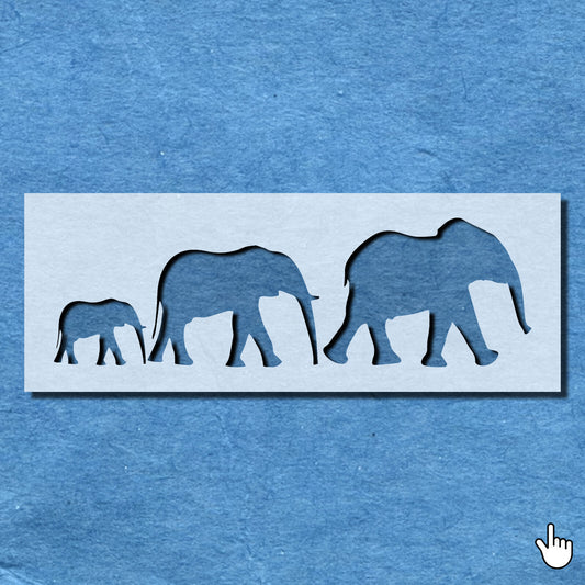 STENCIL ELEPHANT FAMILY GROUP ANIMAL MYLAR PAINTING WALL ART CRAFTS 1 AIRBRUSH