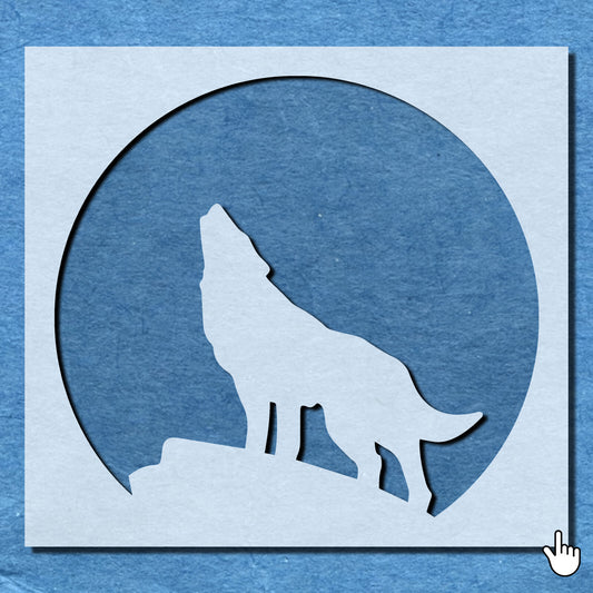 STENCIL WOLF MOON HOWLING  PAINTING WALL ART  MYLAR CRAFTS  AIRBRUSH