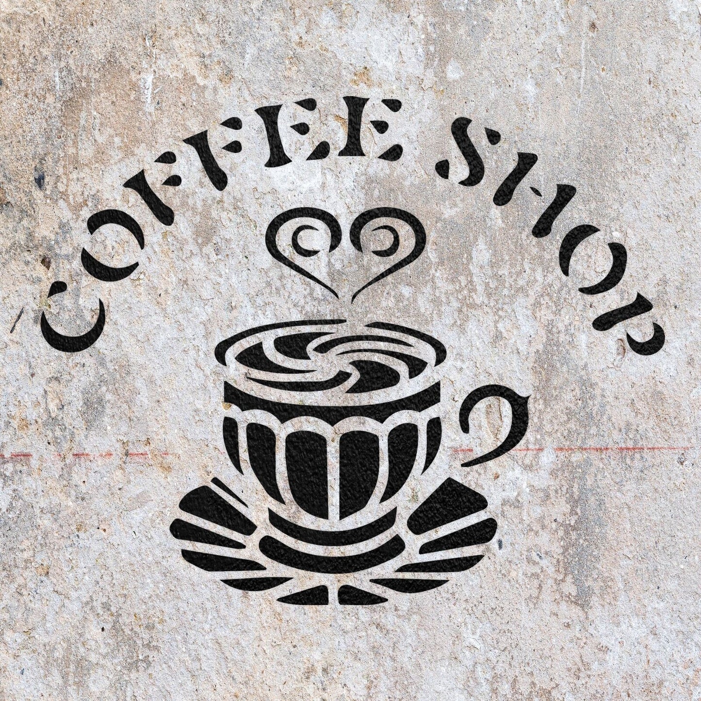 STENCIL COFFEE SHOP VINTAGE SHABBY CHIC MYLAR PAINTING WALL ART CRAFTS AIRBRUSH