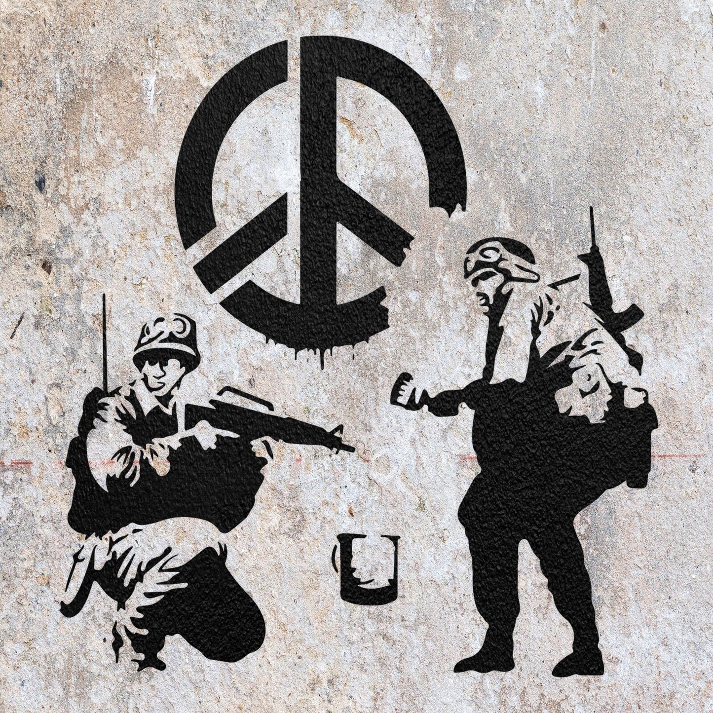 STENCIL BANKSY WAR AND PEACE  PAINTING WALL ART  MYLAR CRAFTS  AIRBRUSH