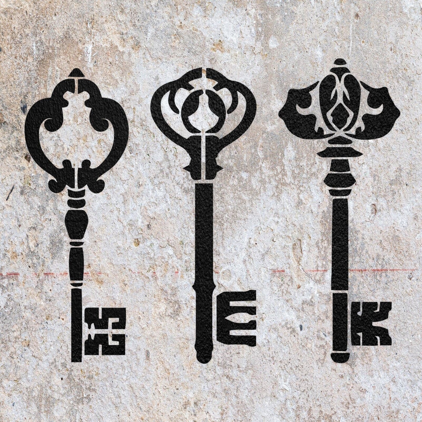 STENCIL RUSTIC KEYS VINTAGE KEY LOCK MYLAR PAINTING WALL ART CRAFTS 2 AIRBRUSH