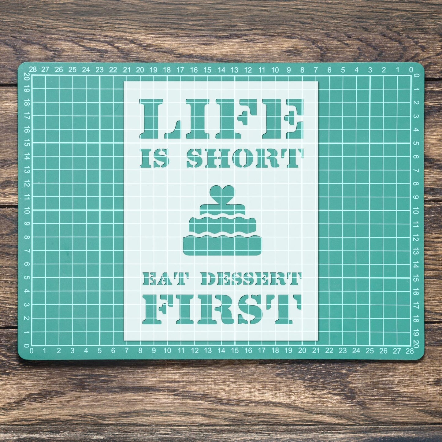 STENCIL LIFE SHORT EAT DESSERT FIRST VINTAGE QUOTE WALL ART CRAFT AIRBRUSH