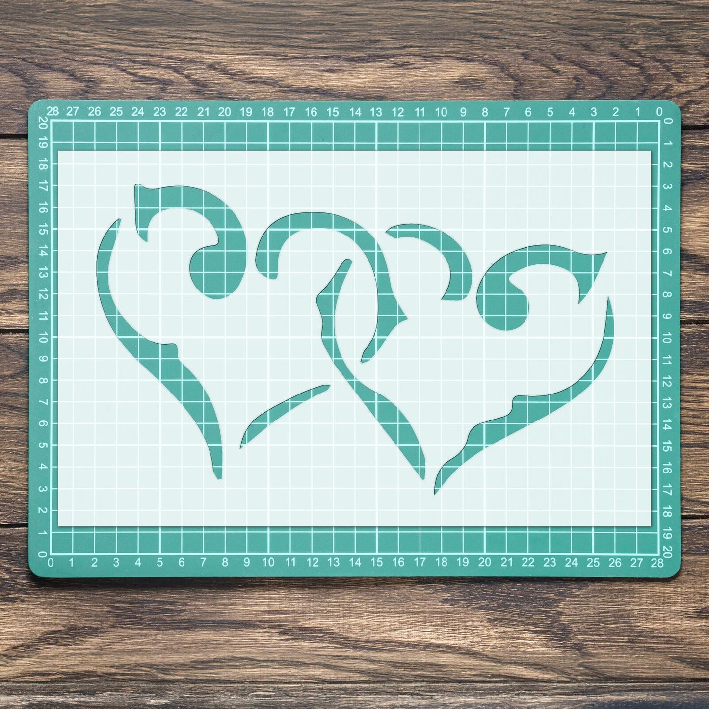 STENCIL INTERLOCKING HEART VINTAGE SHABBY CHIC WALL ART CRAFT AIRBRUSH