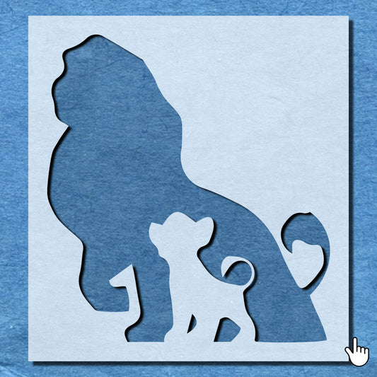 STENCIL LION KING SIMBA AND MUFASA MYLAR  PAINTING WALL ART CRAFTS  5  AIRBRUSH