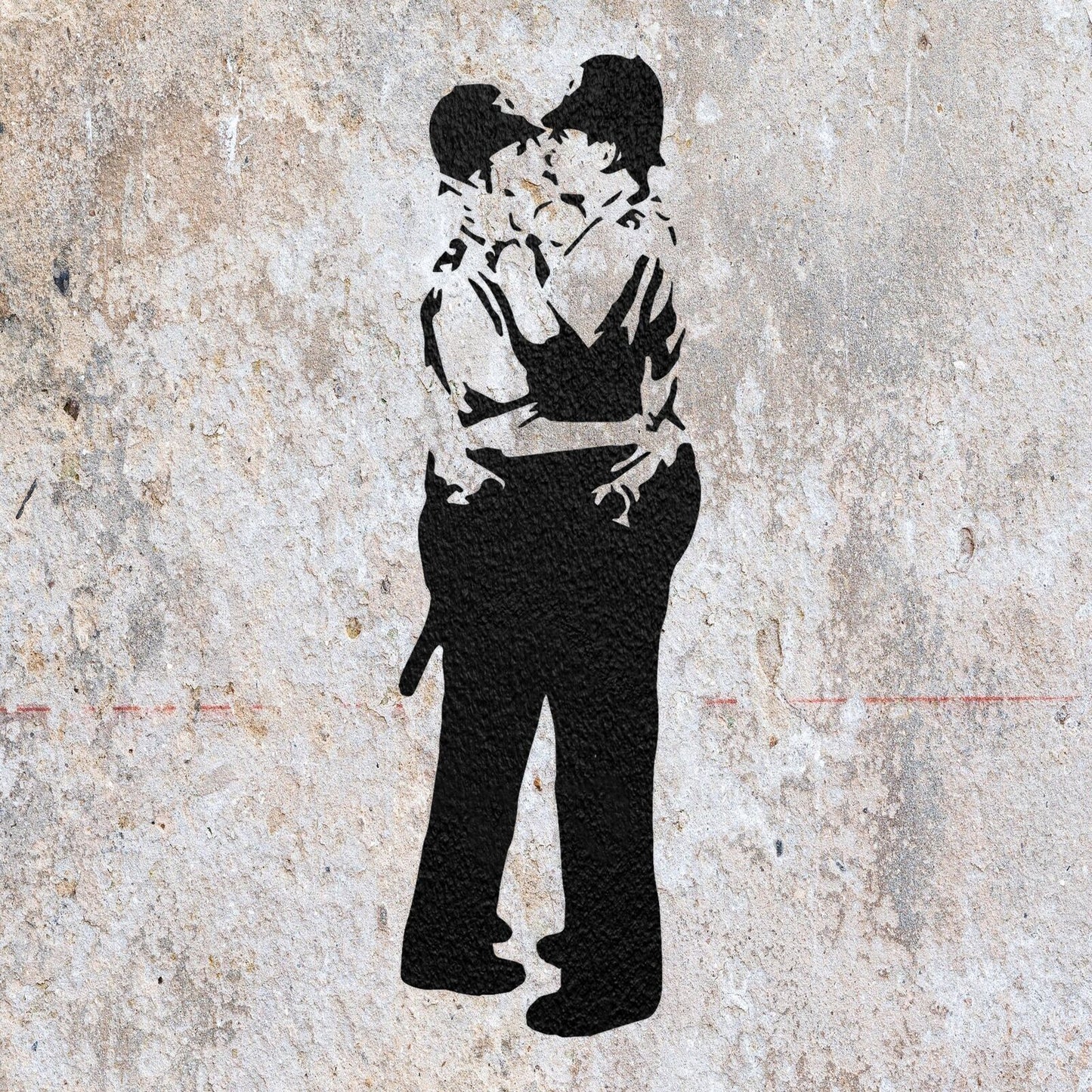 STENCIL BANKSY KISSING COPPERS  PAINTING WALL ART  MYLAR CRAFTS  AIRBRUSH