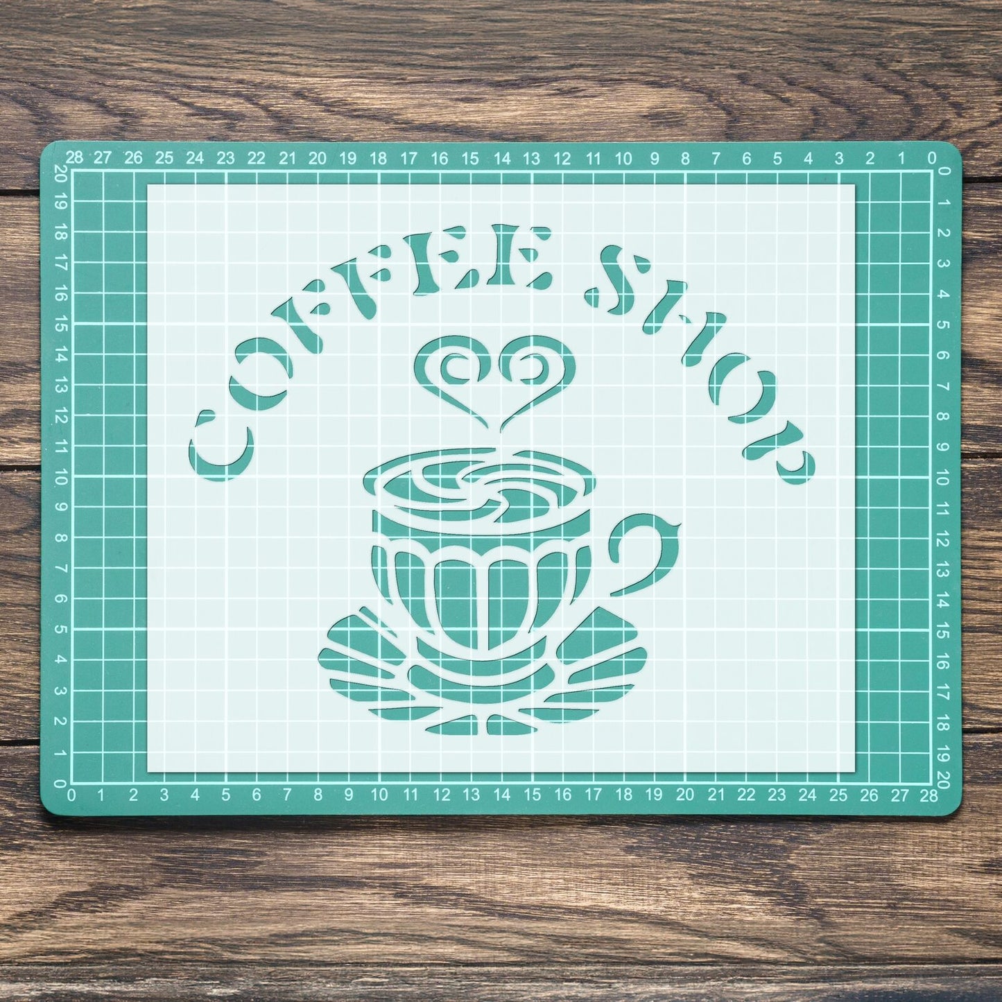 STENCIL COFFEE SHOP VINTAGE SHABBY CHIC MYLAR PAINTING WALL ART CRAFTS AIRBRUSH