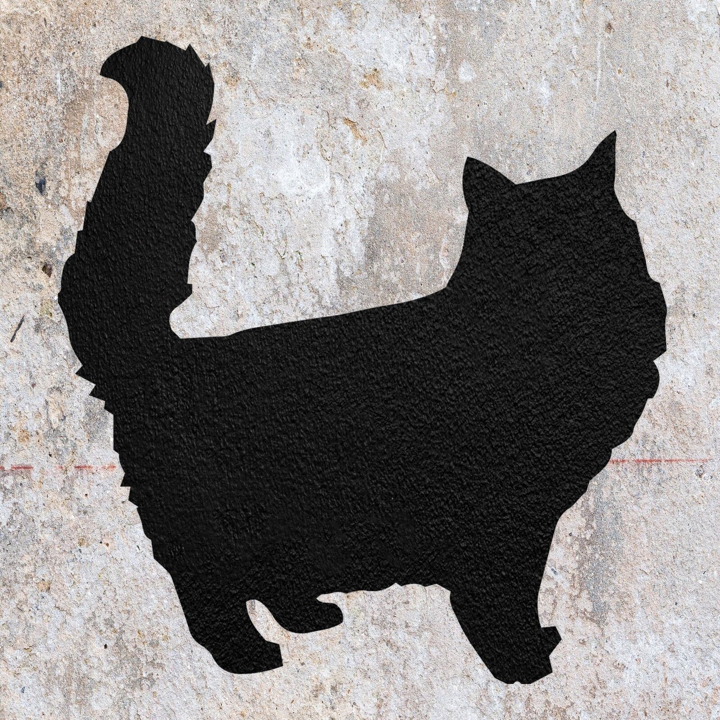 STENCIL CAT FURRY STANDING FLUFFY ANIMAL MYLAR WALL ART CRAFT  AIRBRUSH