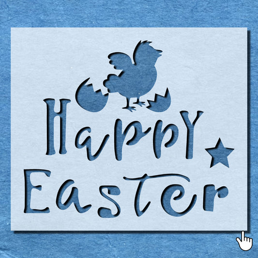 STENCIL HAPPY EASTER HOLIDAY CHICK QUOTE MYLAR WALL ART CRAFT  AIRBRUSH