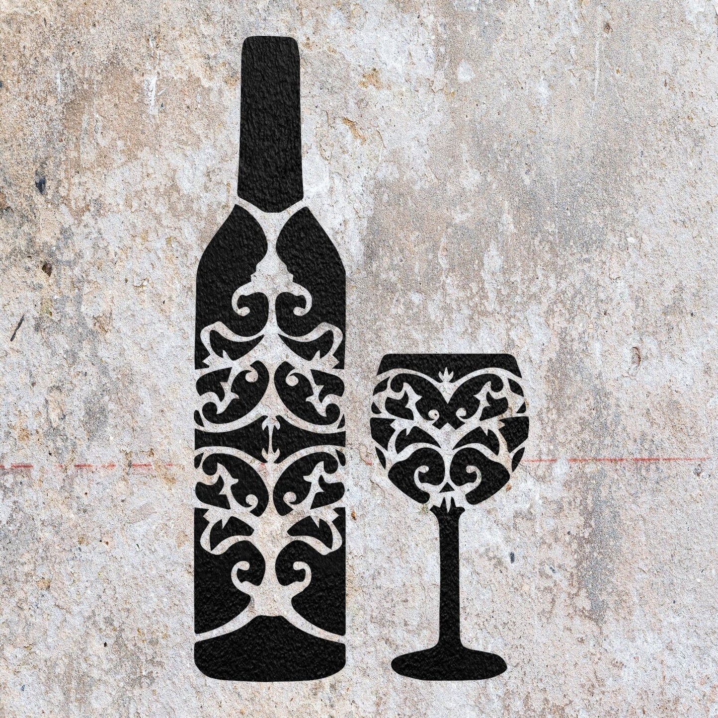 STENCIL VINTAGE RUSTIC WINE BOTTLE GLASS MYLAR WALL ART CRAFT  AIRBRUSH