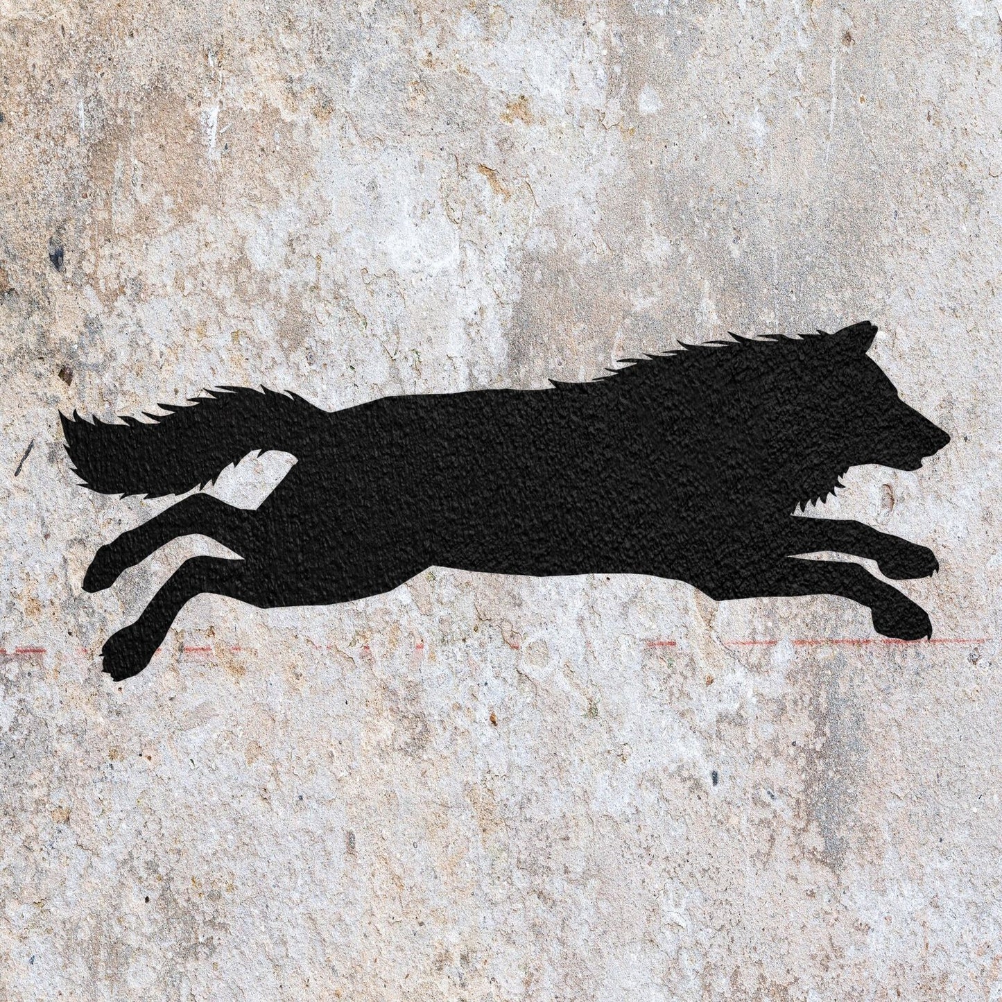 STENCIL WOLF JUMPING  PAINTING WALL ART  MYLAR CRAFTS  AIRBRUSH