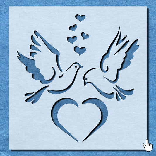 STENCIL LOVE DOVE BIRDS MYLAR  PAINTING WALL ART  CRAFTS  AIRBRUSH