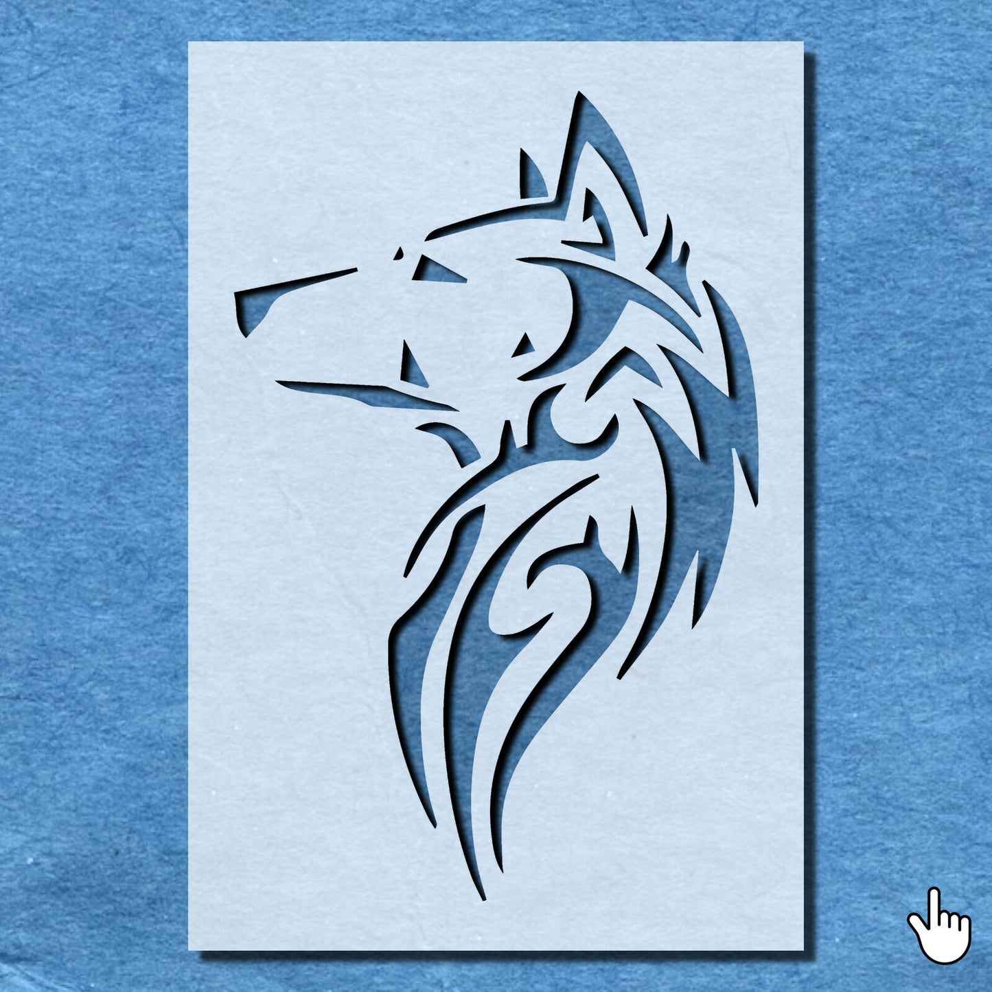 STENCIL WOLF FACE  PAINTING WALL ART  2 MYLAR CRAFTS  AIRBRUSH